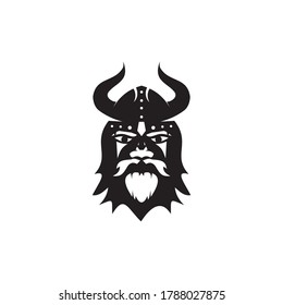 Viking head helmet vector logo design template