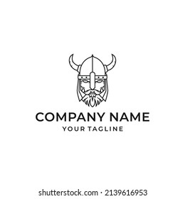 Viking Head Line Art Logo Design