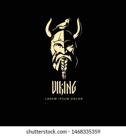Viking Head Logo with Bird