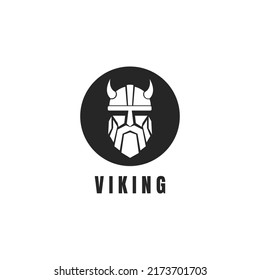 viking head logo in circle vector template design