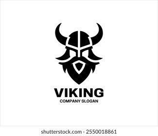 Modelo de vetor de símbolo de ícone de design de logotipo de cabeça Viking. 