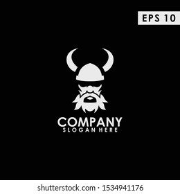 Viking Head Logo Design Template. Modern Design. Flat Logo. Vector Illustration