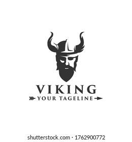 Viking Head Logo Template Isolated on White Background, Vector Illustration EPS10. Symbol, Icon, Concept