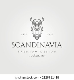 viking head logo vector vintage illustration design, warrior with helmet logo design