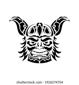 Viking head made of patterns. Good for tattoos or prints. Isolated. Vector 