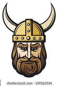 viking head (mascot cartoon with horned helmet)