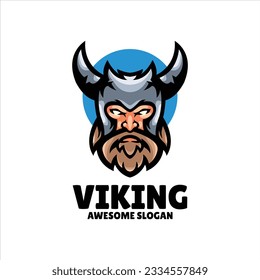 viking head mascot illustration logo design