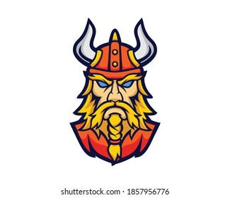 Viking Head Mascot Illustration Vector