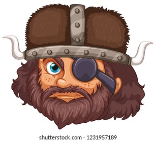A viking head on white background illustration