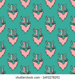 Viking head pattern, illustration, vector on white background