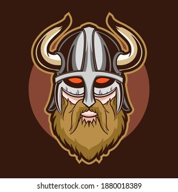 viking head red eyes vector illustration