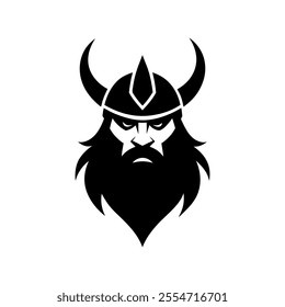 Viking head silhouette vector icon design