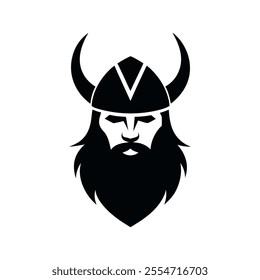 Viking head silhouette vector icon design