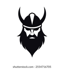 Viking head silhouette vector icon design