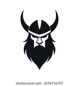 Viking head silhouette vector icon design