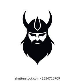 Viking head silhouette vector icon design