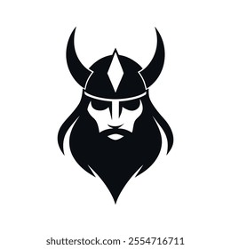 Viking head silhouette vector icon design