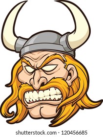 Viking head. Vector clip art illustration with simple gradients. All in a single layer.