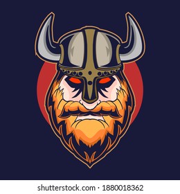 viking head vector illustration design on dark background