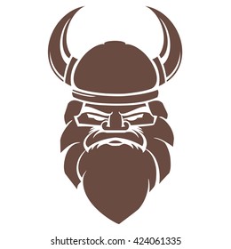 Viking head vector illustration on white background.