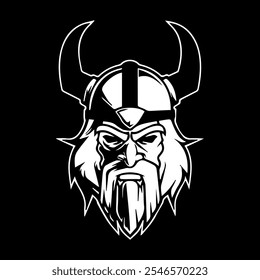 Viking head vector logo illustration. Striking white tone Viking head vector, perfect for history buffs, warrior themes and strong brand identities.