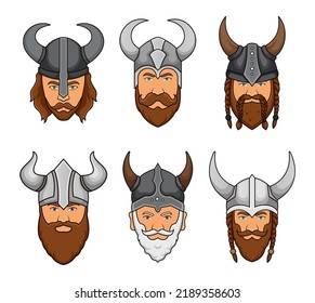 Viking head vector set. Eps 10