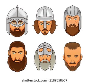 Viking head vector set. Eps 10