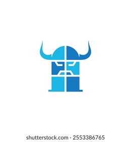 Viking head and window logo design concept.