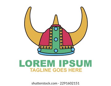 Viking Helmet Armor logo Vector.  icon Illustration