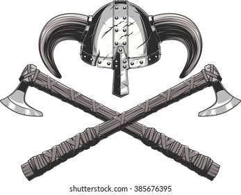 Viking Helmet And Ax