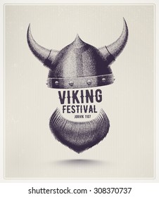 Viking helmet and beard, Jorvik viking festival, eps 10