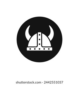 Viking helmet black and white vector icon