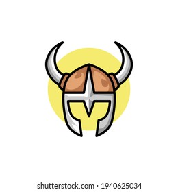 Viking helmet cartoon vector illustration design