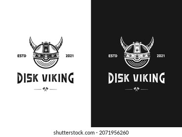 viking helmet and cassette abstract logo design premium vektor