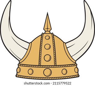 Viking Helmet Color Vector Illustration