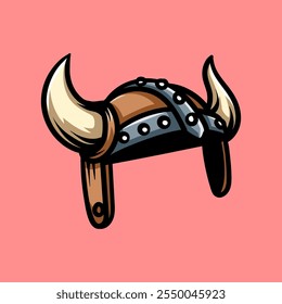 viking capacete colorido isolado desenho linha arte estilo esboço clássico vintage design ilustração