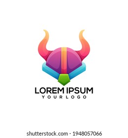 viking helmet Colorful Logo Illustration Vector Design