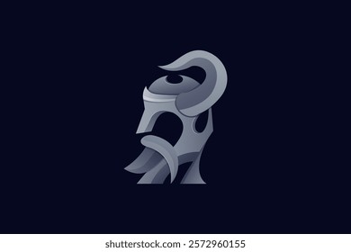 Viking Helmet Colorful Logo Illustration Vector