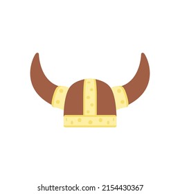 Viking Helmet Flat Illustration. Clean Icon Design Element on Isolated White Background