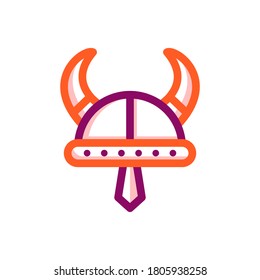 viking helmet flat outline halloween icon