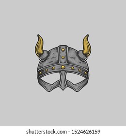 Viking Helmet Hand Drawing Illustration