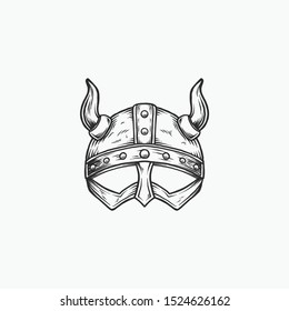 Viking Helmet Hand Drawing Illustration