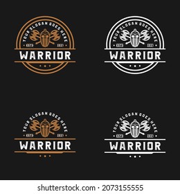 viking helmet head face warrior logo Premium Vector