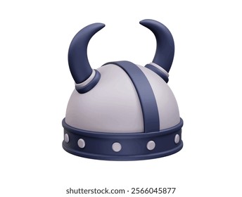 Viking helmet horned helm icon illustration 3d