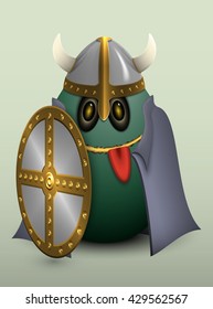 Viking helmet with horns, Cape and a shield.