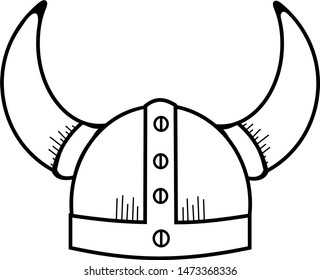 Viking helmet with horns icon in outline style. It’s  also the template for modification and customizing .