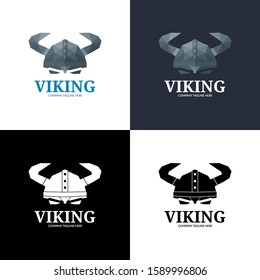 Viking Helmet with Horns Vector Logo Template