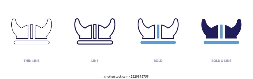 Viking helmet icon in 4 different styles. Thin Line, Line, Bold, and Bold Line. Duotone style. Editable stroke.