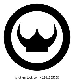 Viking helmet icon black color vector illustration flat style simple imagein circle round