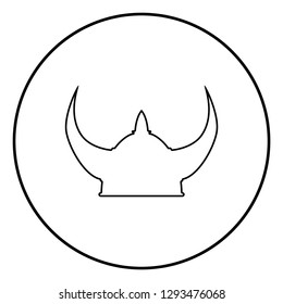 Viking helmet icon black color outline vector illustration flat style simple image in circle round